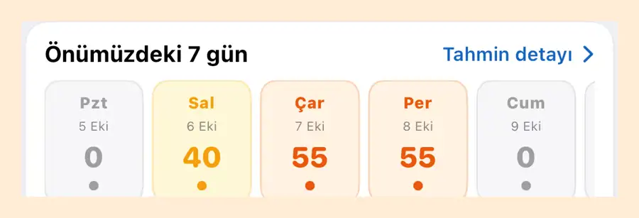 Esular uygulamasında 7 günlük hastalık riski öngörüsü