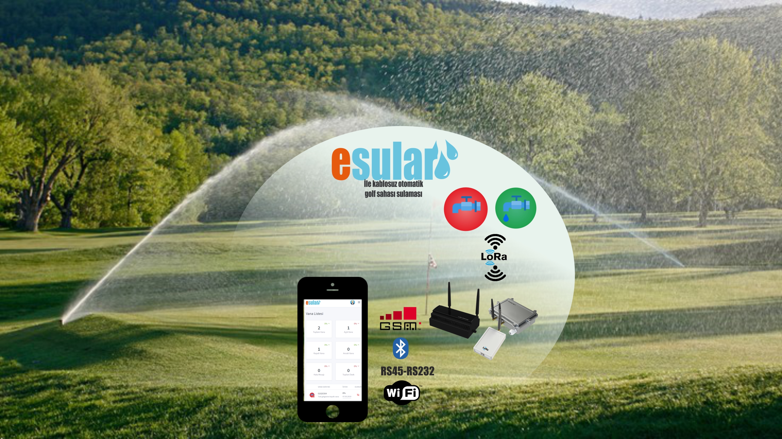 Esular otomatik golf sahası sulama sistemi